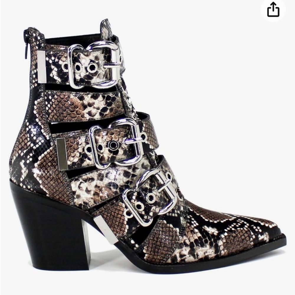 Jefrey Campbell Women's Caceres Boots, Brown White Snake Black size 10